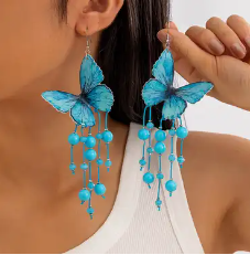Blue Butterfly Earrings w/dangles