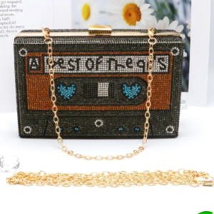 Retro Rewind Rhinestone Cassette Clutch