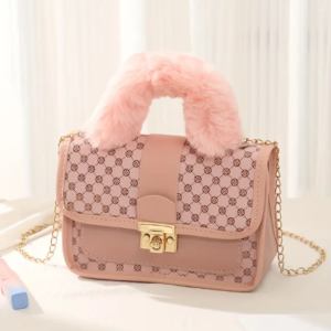 Cute Shoulder bag w/plush handle (pink)