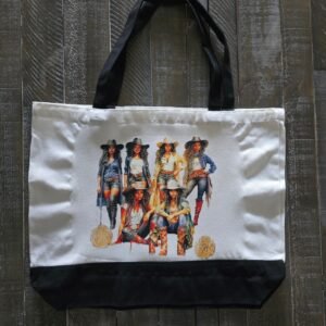 Black Cowgirl Squad Canvas Tote Bag – Western-Inspired Fashion Tote with Black Handles