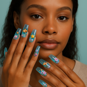 Ocean Fantasy Aquarium Press On Nails – 3D Underwater Acrylic Nail Set