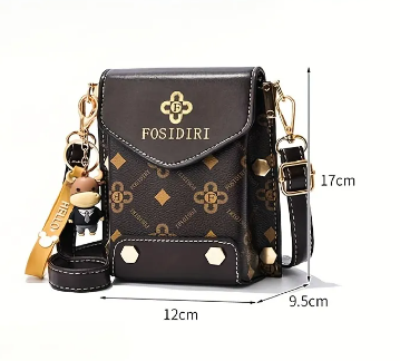Fosidiri Mini Crossbody Bag with Gold Accents & Charm - Image 4