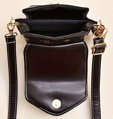 Fosidiri Mini Crossbody Bag with Gold Accents & Charm - Image 3