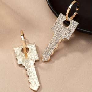 Rhinestone Key Pendant Earrings