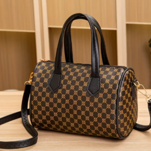 Luxury-Inspired Black & Gold Barrel Satchel