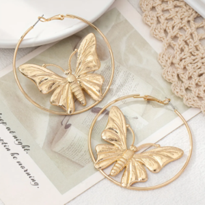 14K Gold-Plated Butterfly Hoop Earrings