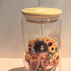 Sunflower Wine Vibes Glass Tumbler – 16oz