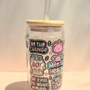 🧠 Mental Health Matters Glass Tumbler – 16oz