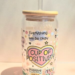☀️ Cup of Positivity Glass Tumbler – 16oz
