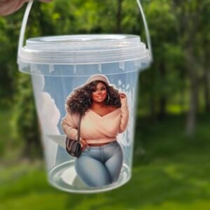 Curvy Girl Reusable Beverage Bucket with Straw – Sip in Style