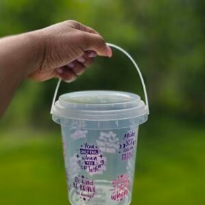 Reusable Motivational Quote Clear Beverage Bucket with Straw
